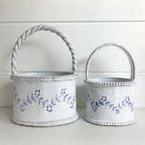 Small Oval Delft Basket Vase