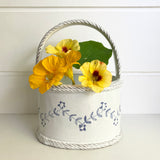 Oval Delft Basket Vase