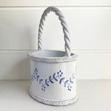 Oval Delft Basket Vase