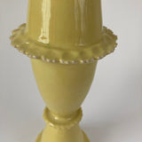 Tall Yellow Slipware Frill Candlestick
