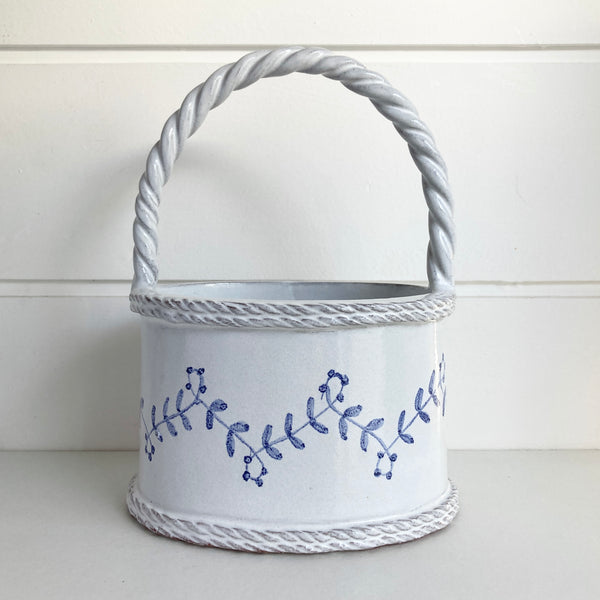 Oval Delft Basket Vase