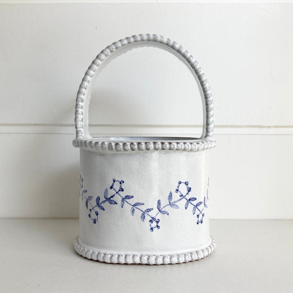 Small Oval Delft Basket Vase