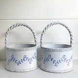 Oval Delft Basket Vase