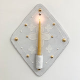 White & Gold DIamond Candle Sconce