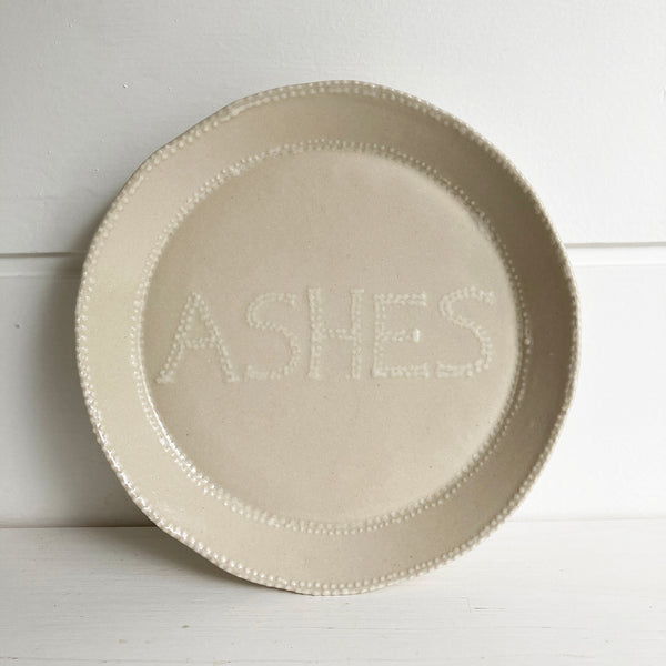 ashes plate white stoneware